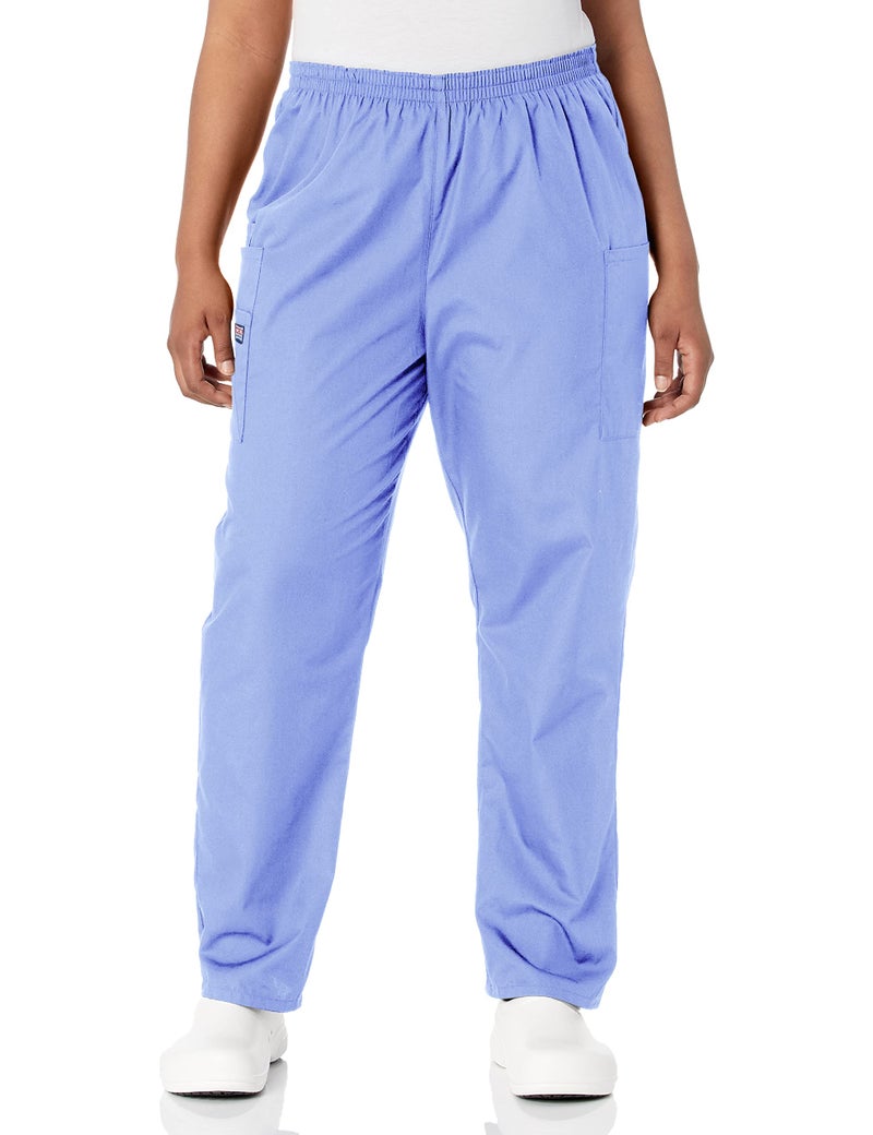 CHEROKEE Women's Workwear Elastic Waist Cargo Scrubs Pant, Navy, Small - Image 1
